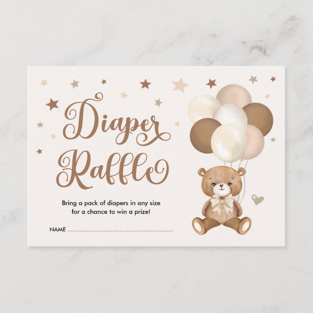 Carte D'accompagnement Tonalité Terre neutre Brown Teddy Bear Diaper Raff (Devant)