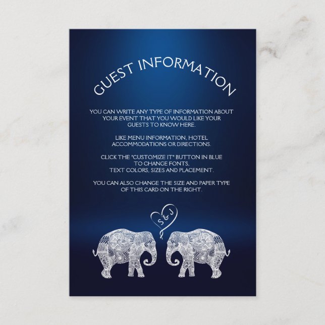Carte D'accompagnement TONNES D'AMOUR/Elephant Couple Mariage Insertion C (Devant)