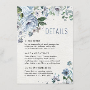 Carte D'accompagnement Tons de gris bleu foncé hiver Mariage rustique