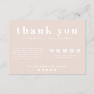 Carte D'accompagnement Tons de Terre Roses Merci pour Votre Commande Peti