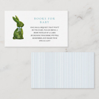 Carte D'accompagnement Topiary Bunny Rabbit Boy Baby shower book request