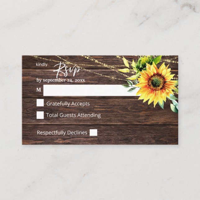 Carte D'accompagnement Tournesol Budget, Bois Floral 2SM Pas de repas RSV (Devant)
