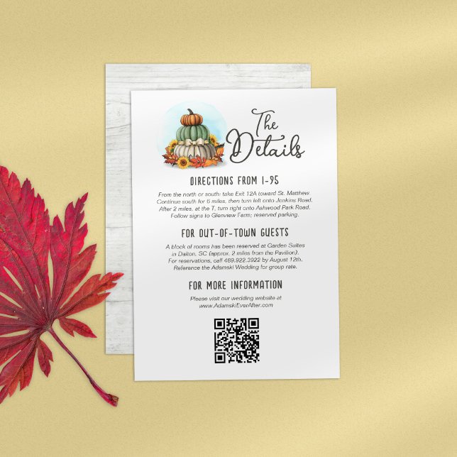 Carte D'accompagnement Tournesol Citrouille Rustique Détails du Mariage c (Créateur téléchargé)