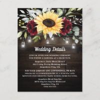 Tournesol et rose rouge bordeaux Mariage rustique