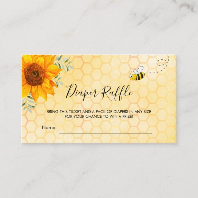 Carte D'accompagnement Tournesol mignon bumble abeille billet de tombole (Devant)