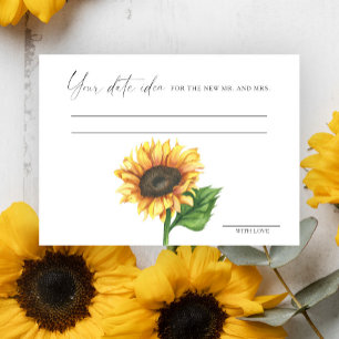 Carte D'accompagnement Tournesol nuptiale Date idées de nuit, pot de date