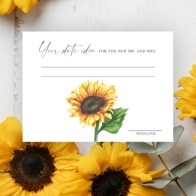 Carte D'accompagnement Tournesol nuptiale Date idées de nuit, pot de date (Créateur téléchargé)
