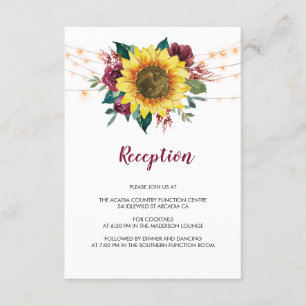 Carte D'accompagnement Tournesol Rustique Lights Floral Mariage Réception