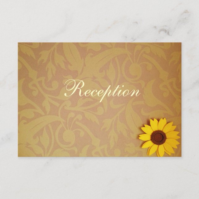 Carte D'accompagnement Tournesols rustiques sur Mariage damassé Invitatio (Devant)