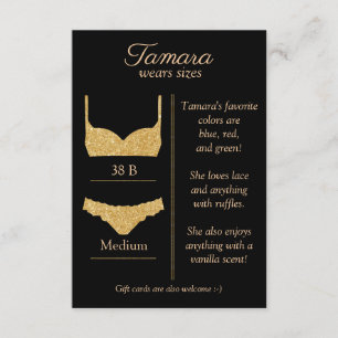 Carte D'accompagnement TOUTE COULEUR ARRIÈRE - PLAN : Lingerie Taille Ins
