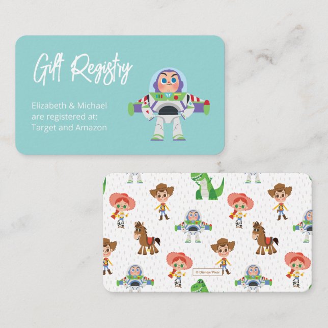 Carte D'accompagnement Toy Story - Buzz Baby shower Cadeau Registre (Devant / Derrière)