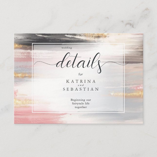 Carte D'accompagnement Traces Abstraites de brosse Blush Gold Charcoal (Devant)
