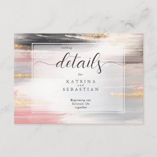 Carte D'accompagnement Traces Abstraites de brosse Blush Gold Charcoal