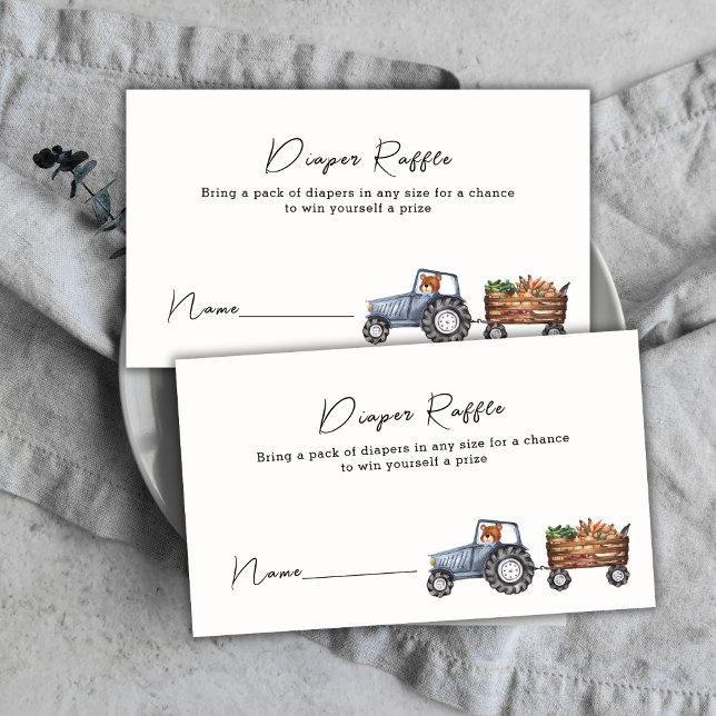 Carte D'accompagnement Tracteur agricole Teddy Bear Diaper Baby shower de (Farm Tractor Teddy Bear Diaper Raffle Baby Shower Enclosure Card)