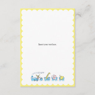 Carte D'accompagnement Train animal neutre Insertion Baby shower rétroa