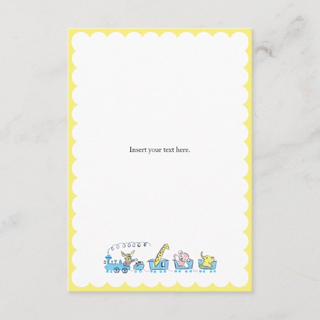 Carte D'accompagnement Train animal neutre | Insertion Baby shower rétroa (Devant)