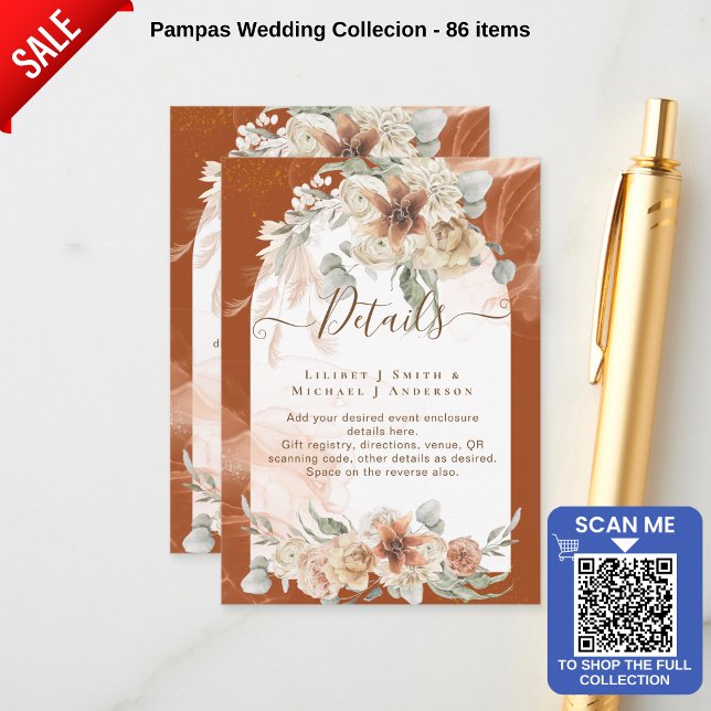 Carte D'accompagnement Trending Terracotta Pampas Grass Mariage (Créateur téléchargé)