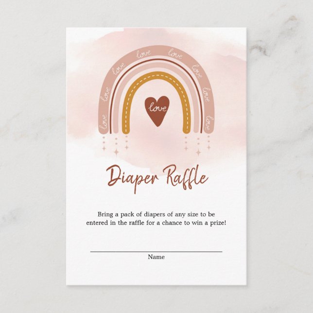 Carte D'accompagnement Trendy Boho Rainbow Dusty Pink Diaper Raffle (Devant)