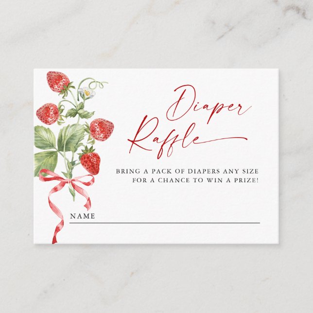 Carte D'accompagnement Trendy Meadow Fraise Baby shower Déchets Raffle (Devant)
