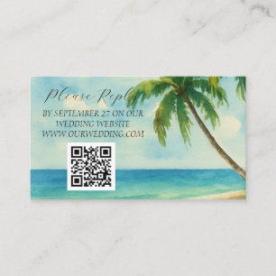 Carte D'accompagnement Tropical Beach Island Palm Trees Mariage