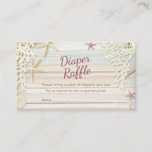Carte D'accompagnement Tropical Beach Seashell Baby shower Déchets Raffle (Devant)