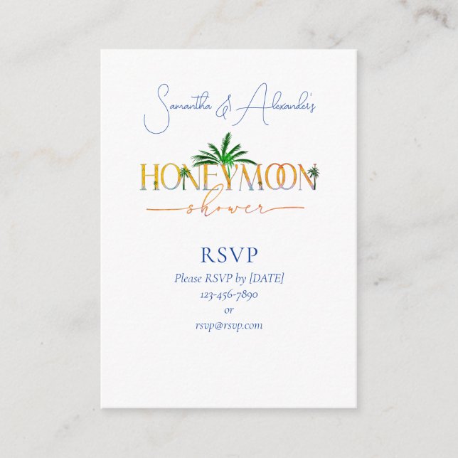 Carte D'accompagnement Tropical Beach Sunset Honeymoon Fund Couple Douche (Devant)