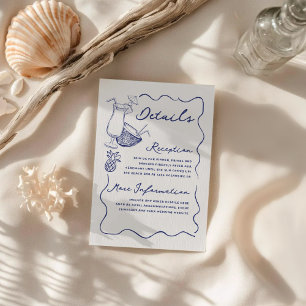 Carte D'accompagnement Tropical Cocktail & Ananas Détails du Mariage