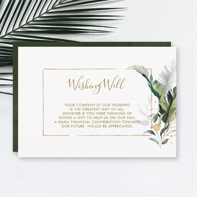 Carte D'accompagnement Tropical Feuille Gold Mariage Wishing well (Créateur téléchargé)