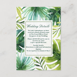 Carte D'accompagnement Tropical Feuille Hawaiian Summer Mariage Détails