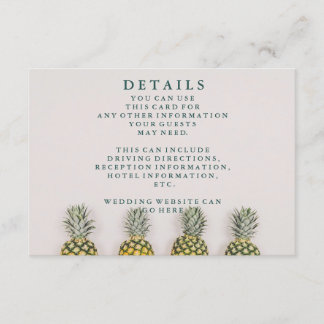 Carte D'accompagnement Tropical Feuille Pineapple Hawaiian Mariages Détai