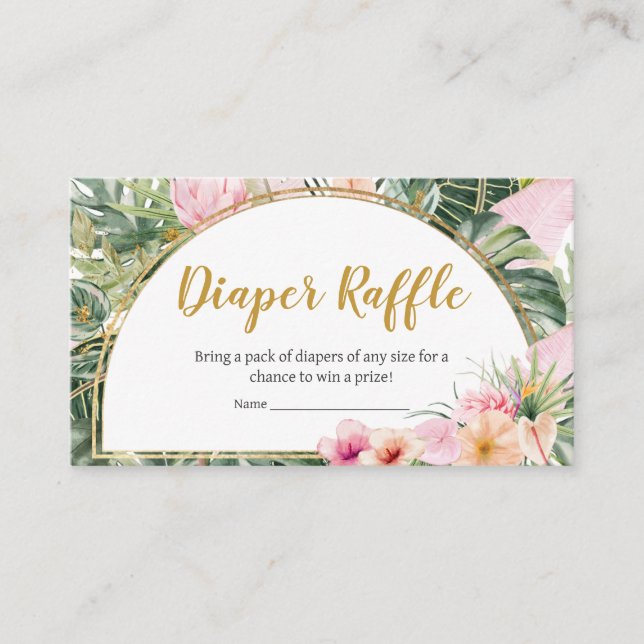 Carte D'accompagnement Tropical Floral Aloha Baby shower Déchets Raffle (Devant)
