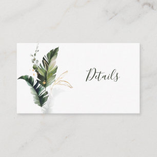 Carte D'accompagnement Tropical Green Watercolor Foliage Détails du Maria