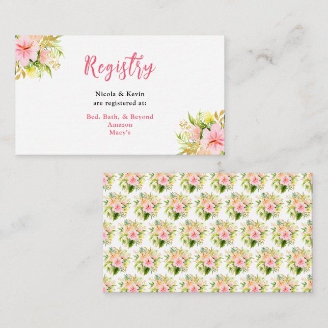 Carte D'accompagnement Tropical Jungle Floral Wedding Registry (Devant / Derrière)