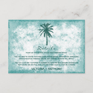 Carte D'accompagnement Tropical Palm Tree Beach Wedding Détail