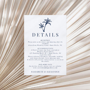 Carte D'accompagnement Tropical Palm Tree Navy Blue Détails sur le Mariag
