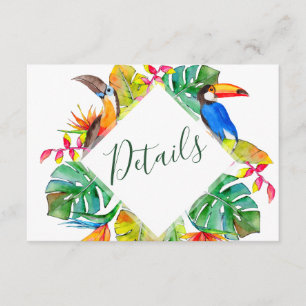 Carte D'accompagnement Tropical Paradise Exotic Birds Détails du Mariage
