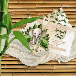 Carte D'accompagnement Tropical Safari Elephant Baby shower Déchets Raffl