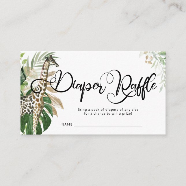 Carte D'accompagnement Tropical Safari Giraffe Baby shower Déchets Raffle (Devant)