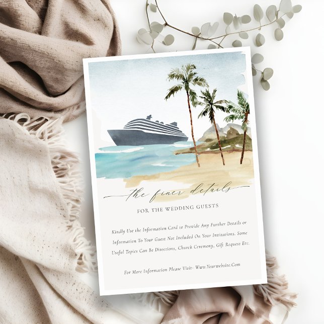 Carte D'accompagnement Tropical Seascape Beach Cruise Palm Mariage Détail (Créateur téléchargé)