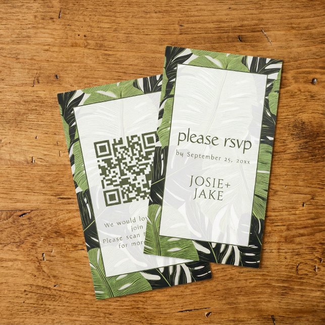 Carte D'accompagnement Tropical s'il vous plaît RSVP Bold & Modern Green  (Tropical please RSVP Bold & Modern Green Jungle Enclosure Card.)