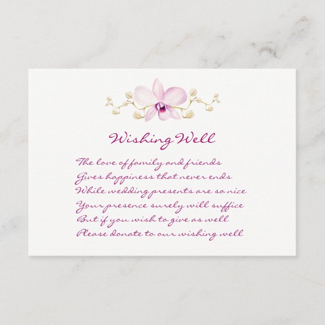 Carte D'accompagnement Tropical violet orchidée Mariage Wishing Well Cart (Devant)
