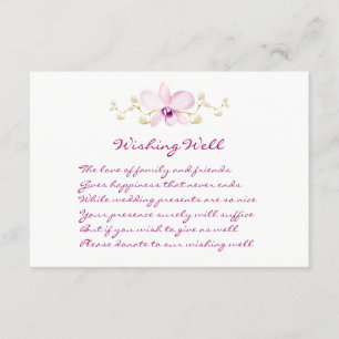 Carte D'accompagnement Tropical violet orchidée Mariage Wishing Well Cart