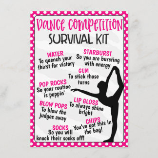 Carte D'accompagnement Trousse de survie pour la compétition de danse