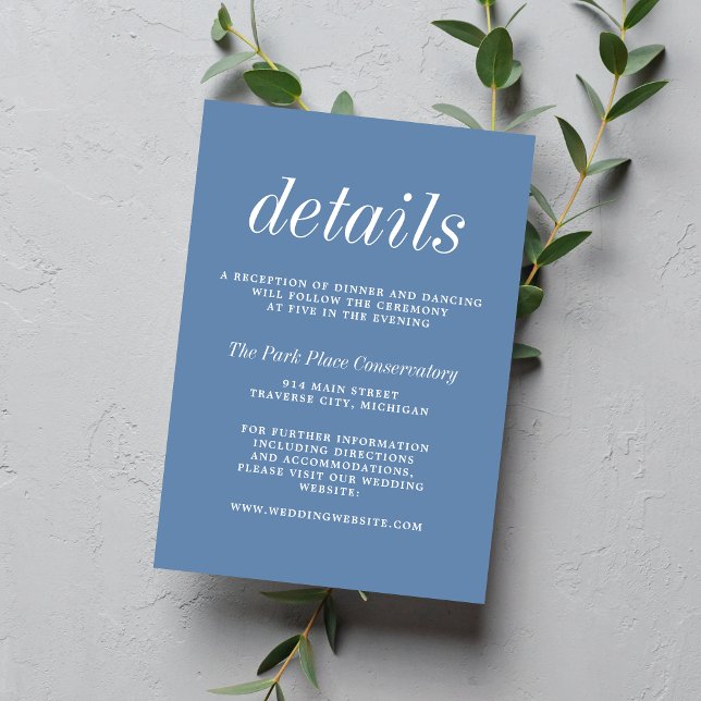 Carte D'accompagnement True Simplicité 2 Denim Blue Minimalist Mariage (Créateur téléchargé)