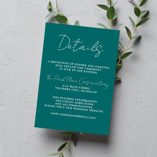 Carte D'accompagnement True Simplicity 3 Script Minimal Mariage Turquoise