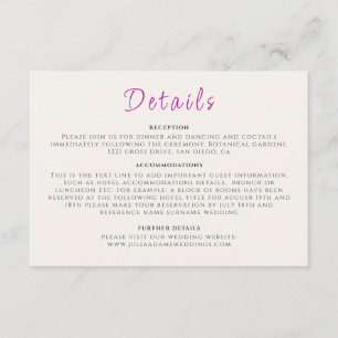 Carte D'accompagnement Trumpet sauvage violet Vin Fleur Jardin Mariage