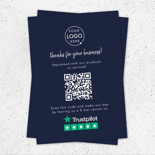 Carte D'accompagnement Trustpilot Examen Merci d'affaires QR Code Marine (Créateur téléchargé)