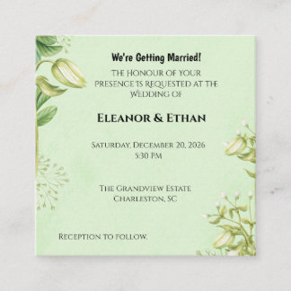 Carte D'accompagnement Tulipe jaune vibrant et Ranunculus Mariage Formel