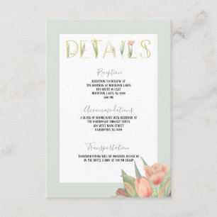 Carte D'accompagnement Tulipes à ressort rose et menthe