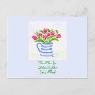 Carte D'accompagnement Tulipes Aquarelles Peintes à la main, Pitcher Bleu